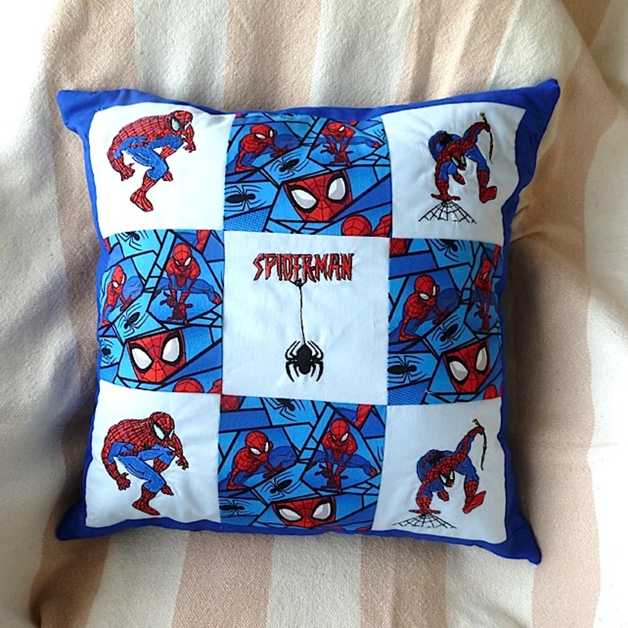 Machine embroidered Spider-Man  cushion