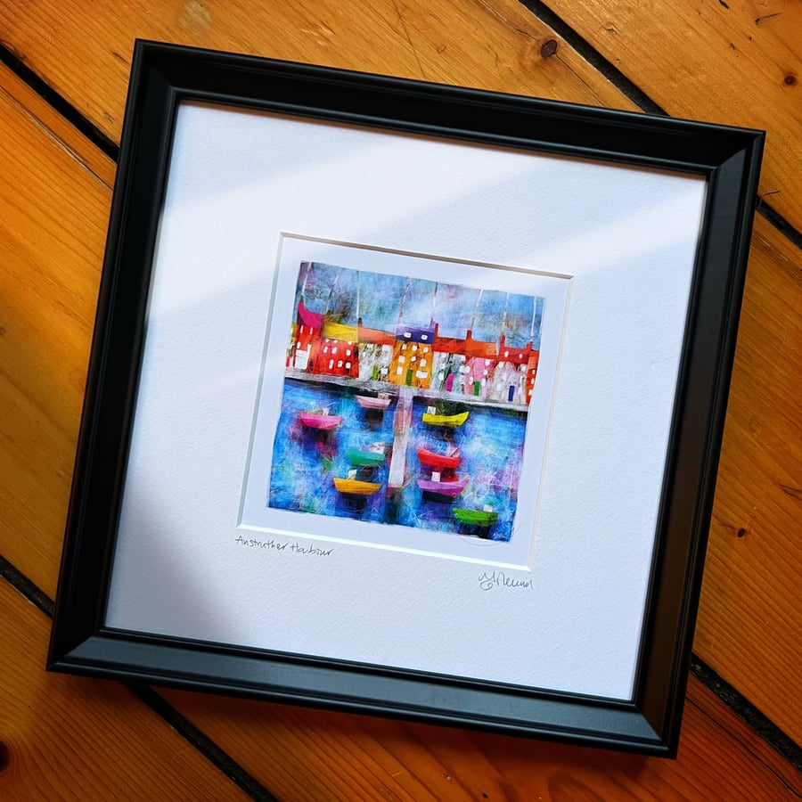 Anstruther Harbour. Size 1, framed.