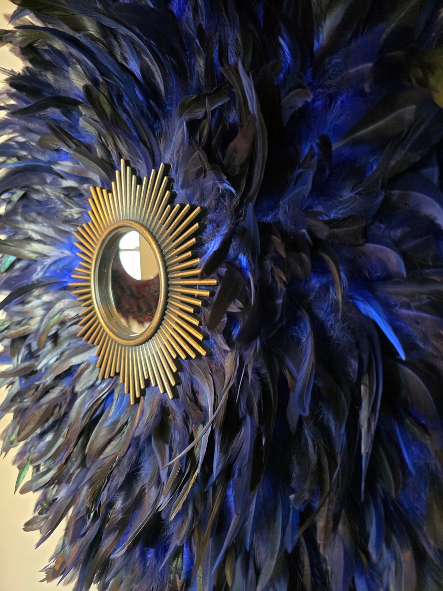 Blue Feather Mirror - Handmade - One Of A Kind - Juju - Designer