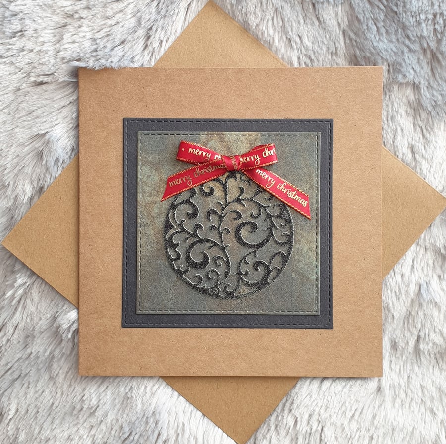 Eco -Black Bauble Christmas Card 