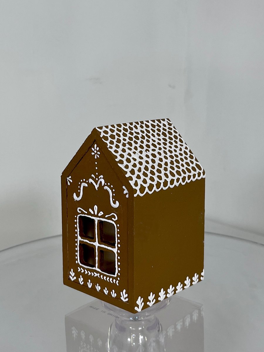 Gingerbread Style Box House Hand Painted Christmas Decorations Handmade Gift