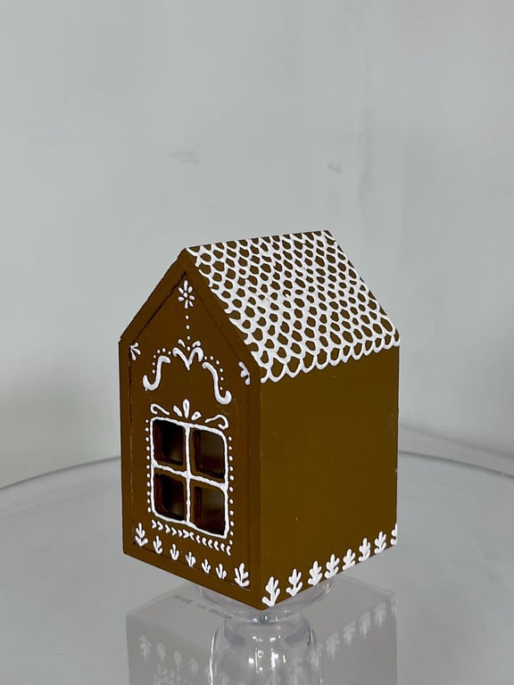 Gingerbread Style Box House Hand Painted Christmas Decorations Handmade Gift