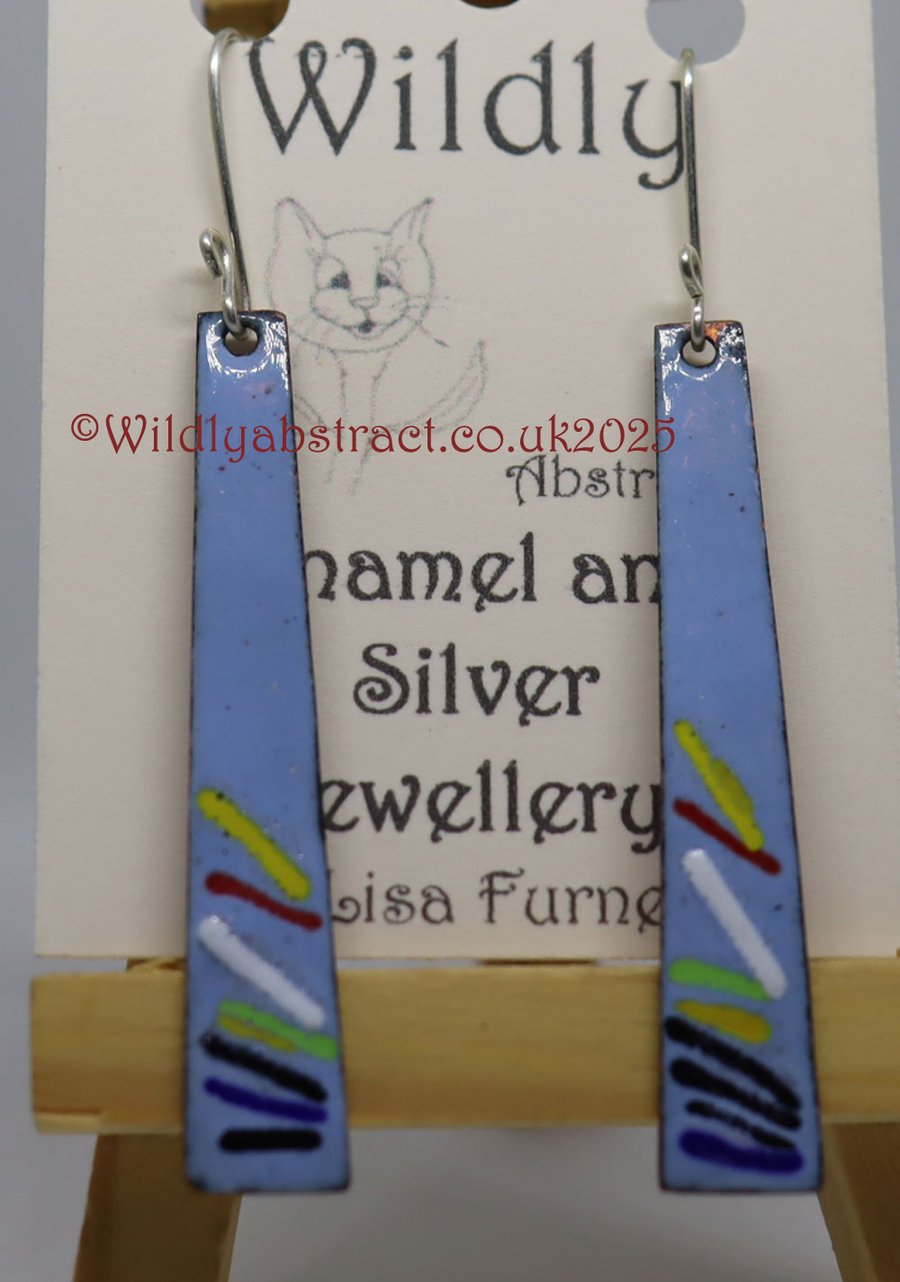 Light blue thread enamel earrings