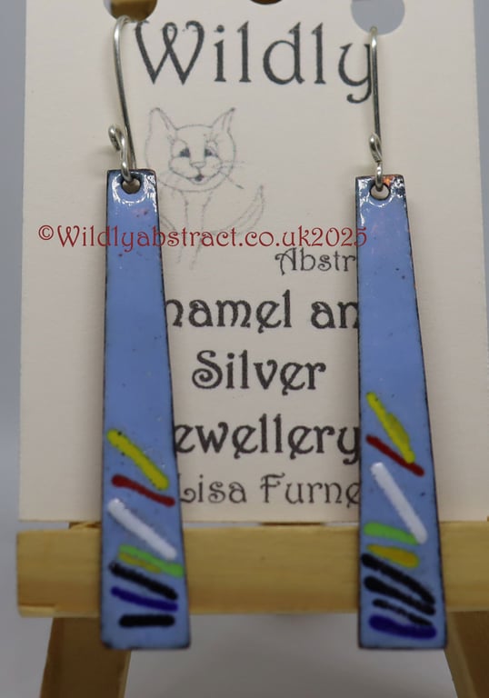 Light blue thread enamel earrings