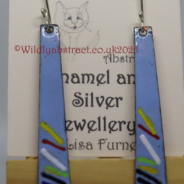 Light blue thread enamel earrings