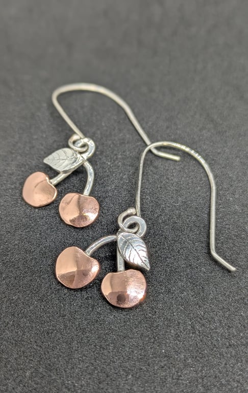Sterling silver cherry earrings, Cherry earrings, Drop earrings