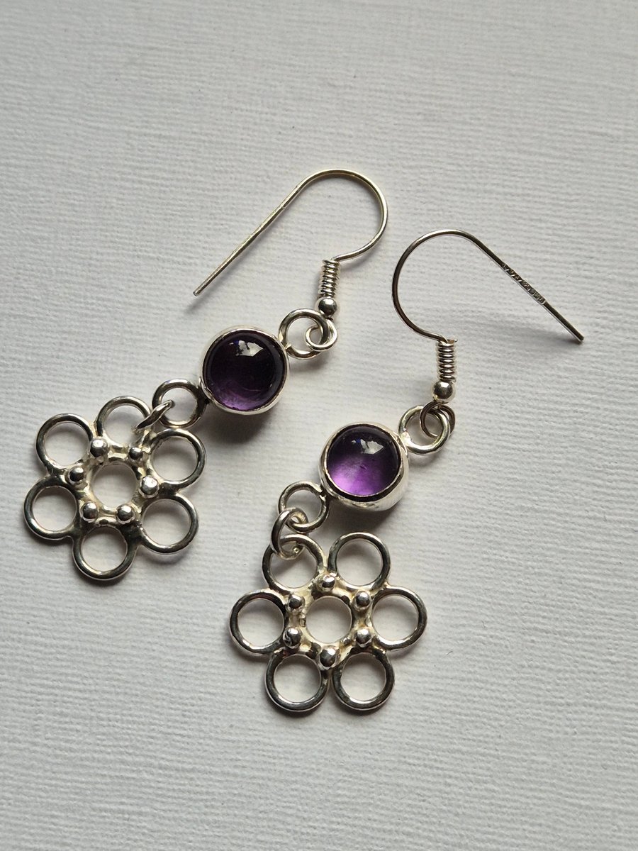 Sterling silver earings with amethyst gemstones
