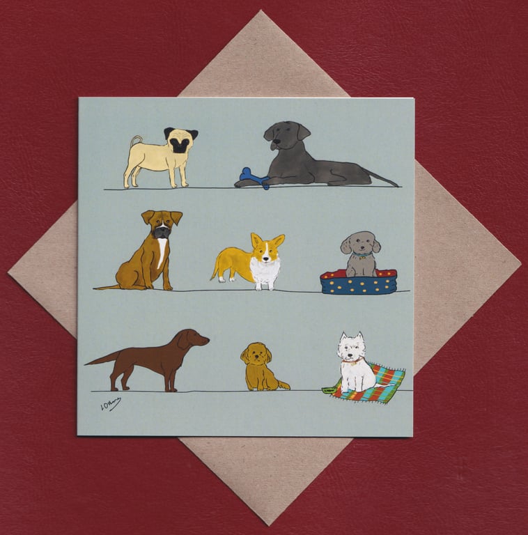 Greetings card - lots of dogs 