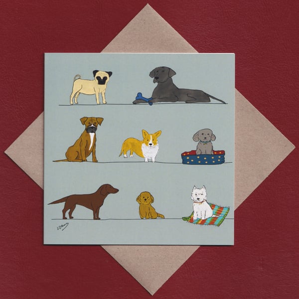 Greetings card - lots of dogs 