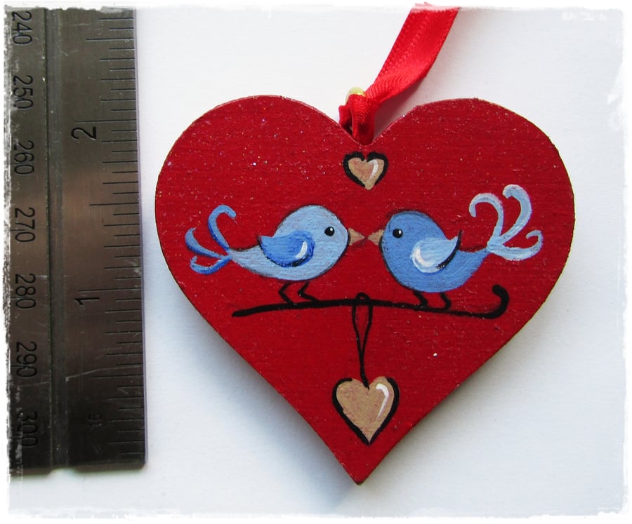 Hanging Heart and Card, Two Little Bluebirds,  A Gift & Card in one.