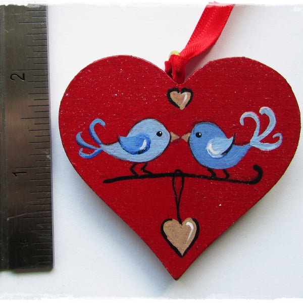 Hanging Heart and Card, Two Little Bluebirds,  A Gift & Card in one.