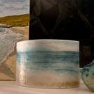 Fused glass curved seascape 