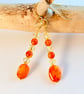 Carnelian Earrings With Yellow Swarovski Crystals - Handmade In Devon - Image 6