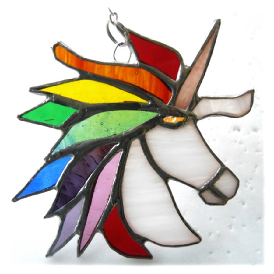 Unicorn Suncatcher Stained Glass Handmade 041 Rainbow