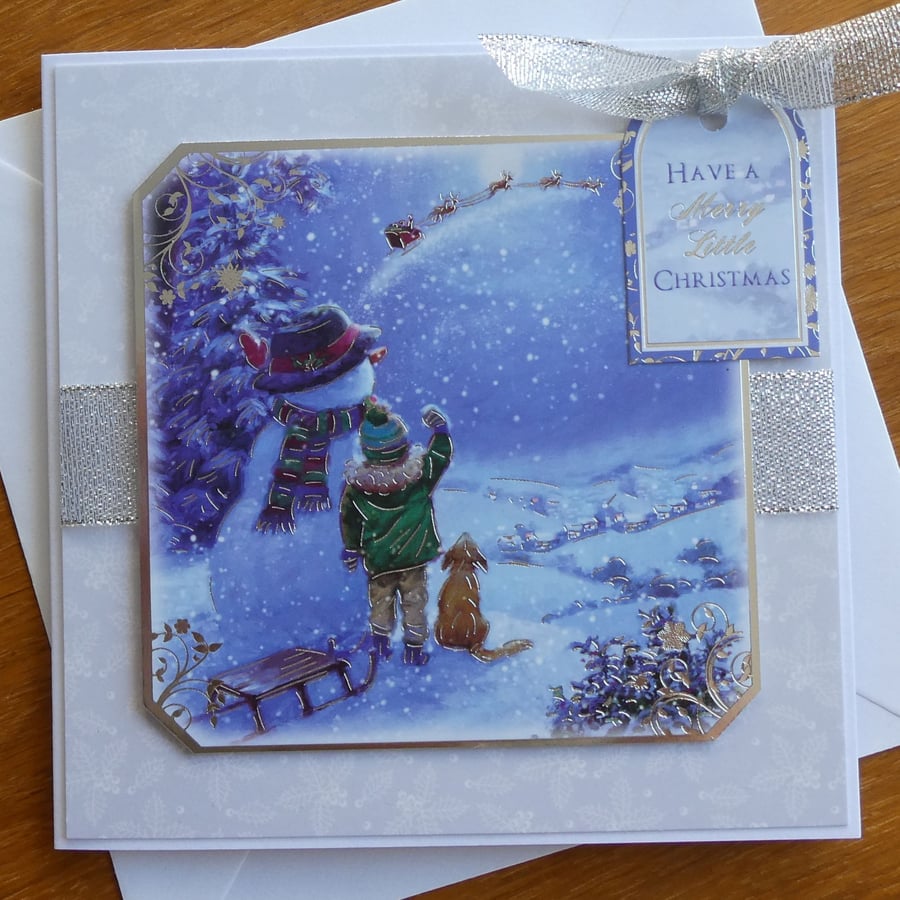 Christmas Card - Child With Snowman