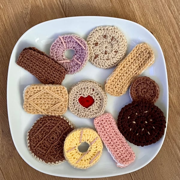 Teatime Biscuit Assortment - Crochet play food 