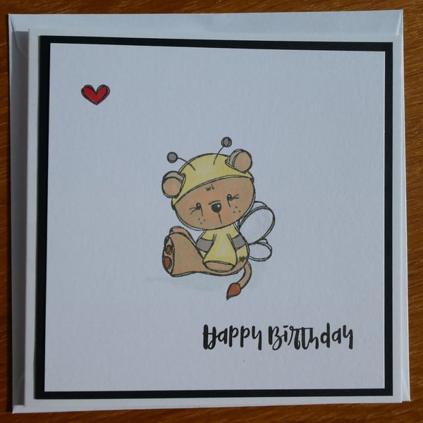 Lion Dressed as a Bee Card - Happy Birthday