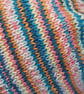Handknit Beanie Hat 100% MERINO Stripey jacquard in pastels and blue M - Image 4