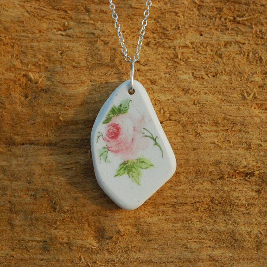 Rose beach pottery pendant