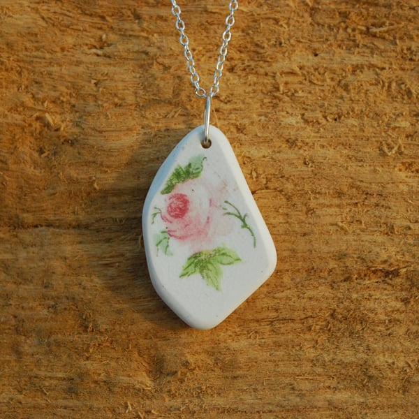 Rose beach pottery pendant
