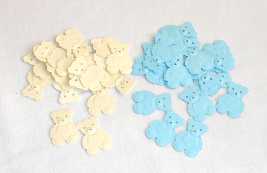 120 Mixed Cream & Light Blue Teddy Bear punch confetti - cutouts