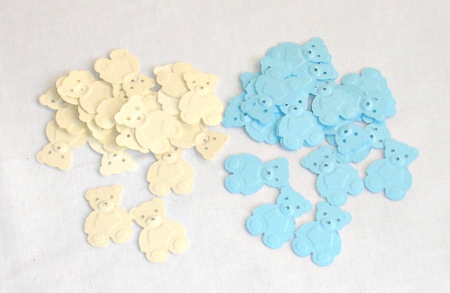 120 Mixed Cream & Light Blue Teddy Bear punch confetti - cutouts