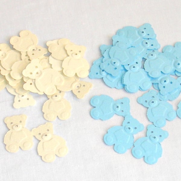120 Mixed Cream & Light Blue Teddy Bear punch confetti - cutouts