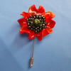 HANDMADE & PAINTED RED POPPY STICK PIN, Brooch,Corsage Lapel,Flower,Wedding,Gift