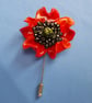 Large RED POPPY PIN Red Flower Remembrance Lapel Brooch HANDMADE HAND PAINTED - Image 1