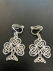 clip on earrings with celtic knot tree of life tibetan silver charm