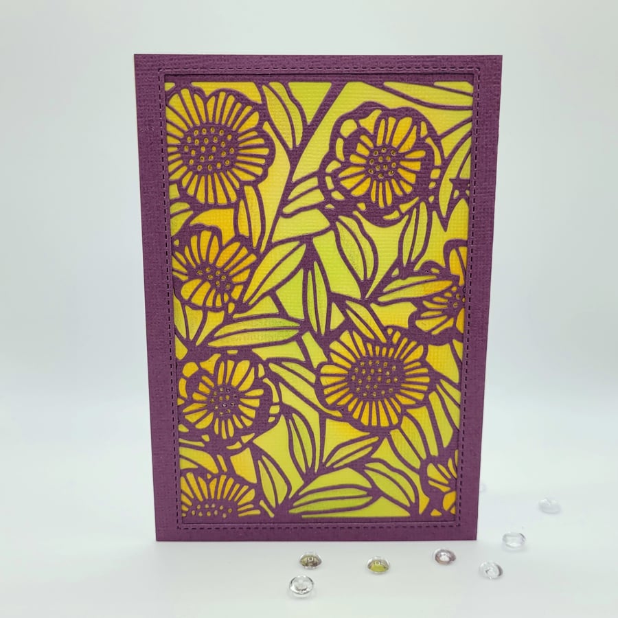 Blank Card - Sunflowers - cards, floral, textured.