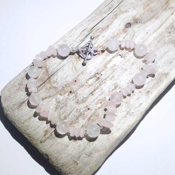 Rose Quartz Bead Bracelet - UK Free Post