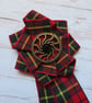 Wallace Red Modern and Black Tartan Ruffle Rosette Mini Brooch Pin - Image 6
