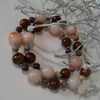 Bronzite & Agate Statement Necklace Silver Plated