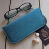 Harris Tweed eyeglasses case in aquamarine