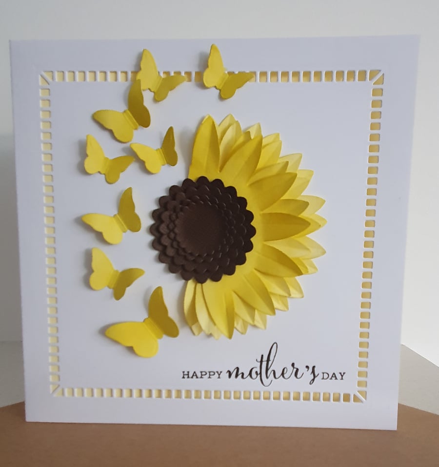 Sunflower and butterflies Mothers Day card