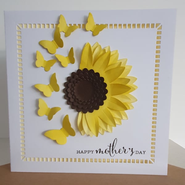 Sunflower and butterflies Mothers Day card