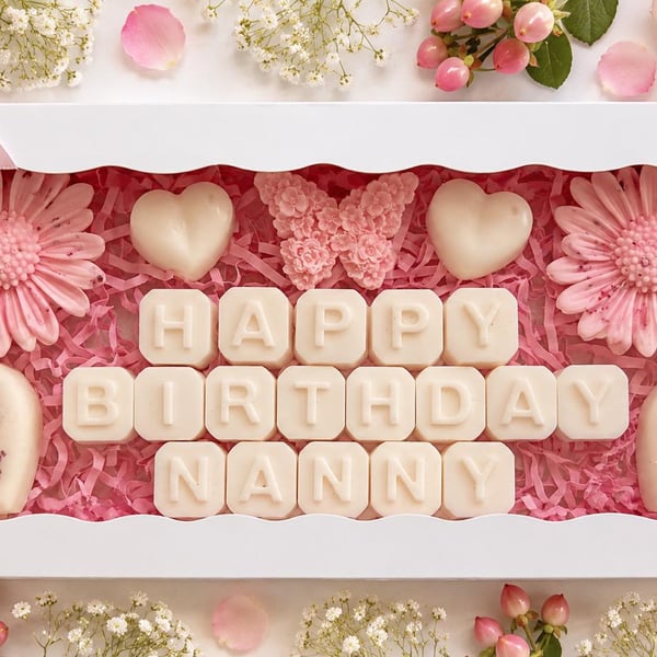 Personalised Birthday Gift Set, Butterfly &  Floral Melts, Vegan, Home Fragrance