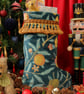 William Morris Christmas Stocking Fruit Velvet Blue