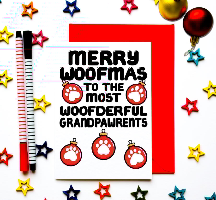 Christmas Holiday Card for Grandparents From Dogs, Grandpups, Grandcats, Cats