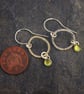 Textured Silver Circle  Earrings with Peridot Drop - Image 5