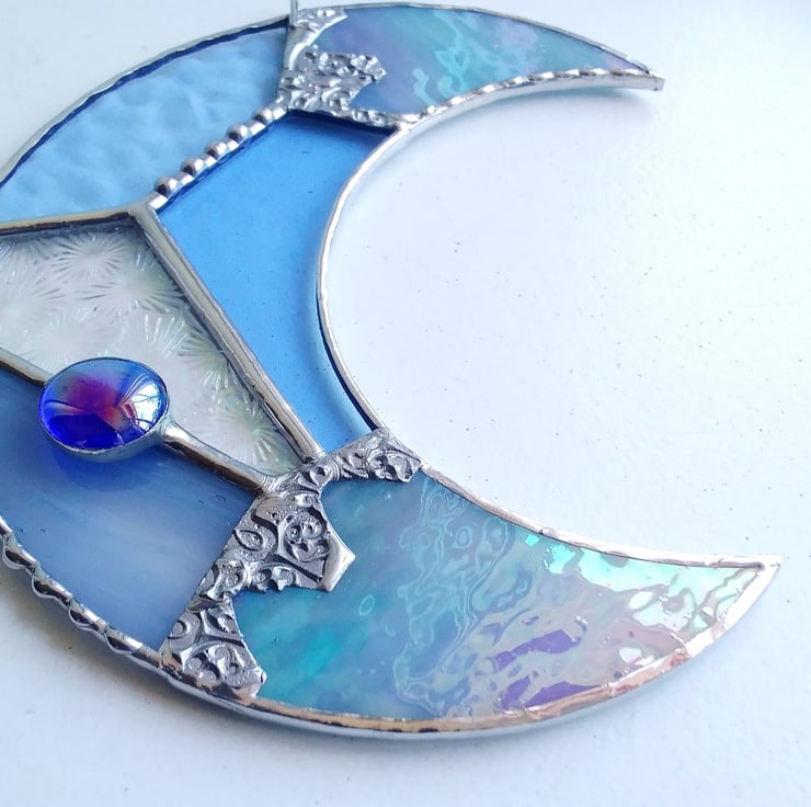 Stained Glass Patchwork Moon - Folksy
