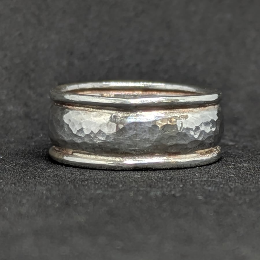 Sterling silver hammered band ring