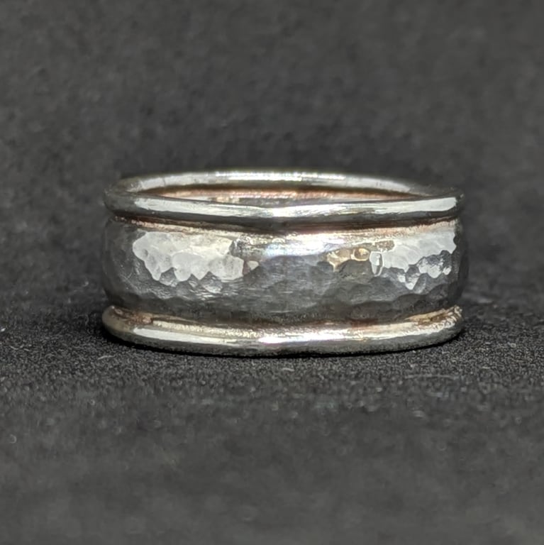 Sterling silver hammered band ring