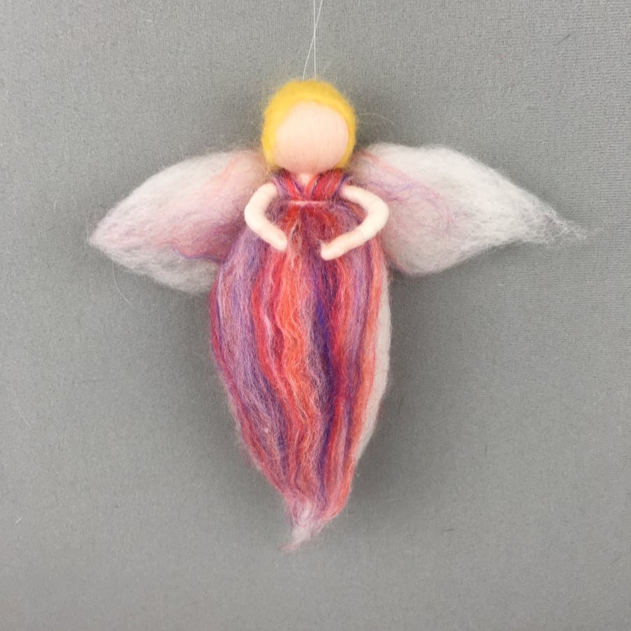 Woollen fairy or angel in pink and lilac