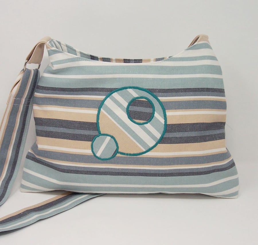Soft fabric shoulder bag in seaside stripes