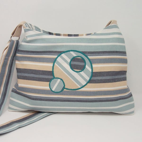 Soft fabric shoulder bag in seaside stripes