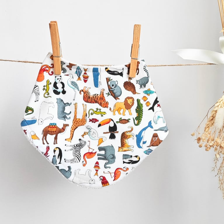 Zoo Animals Print Baby Bib Bandana Style