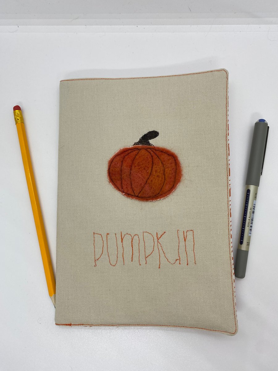 Fabric covered pumpkin notebook reusable