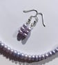 Lilac Genuine Freshwater Pearl Necklace & Earrings Set Silver Plated Jewellery  - Image 4
